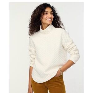 J. Crew Plus Quilted Mockneck Pullover creamy white Size 3X